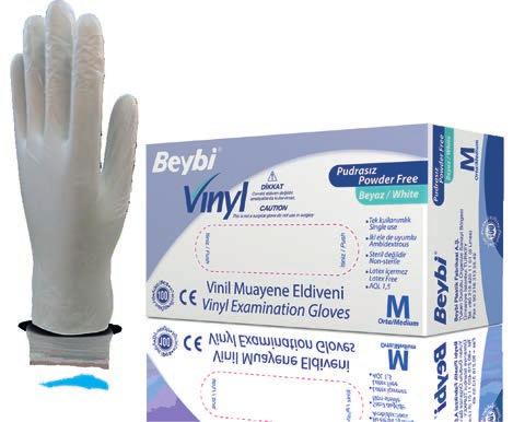 VİNİL MUAYENE ELDİVENİ PUDRASIZ VINYL EXAMINATION GLOVES Vinil. Steril değildir. Tek kullanımlık. 100 lük kutular. Pudrasız.