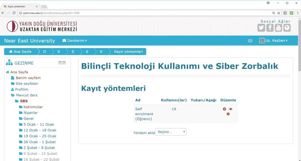 37 Katılımcıların UZEM sistemine kayıt olabilmesi için öncelikle adres çubuğuna uzem.neu.edu.tr adresini yazıp giriş yapmaları gerekmektedir.