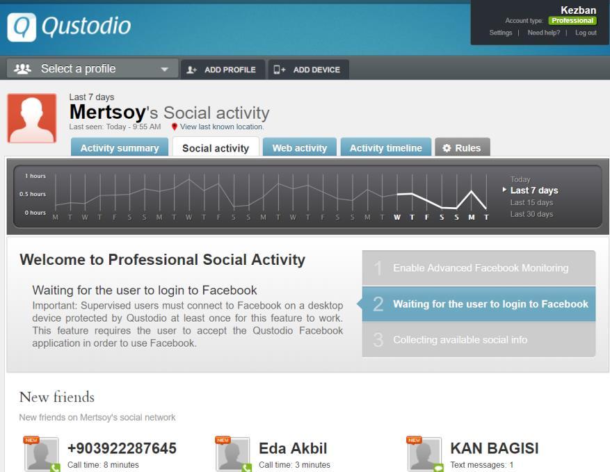 41 Social activity (sosyal aktivite): Facebook, twitter, yahoo, masenger etkinliğinin yanı sıra gönderilen ve alınan