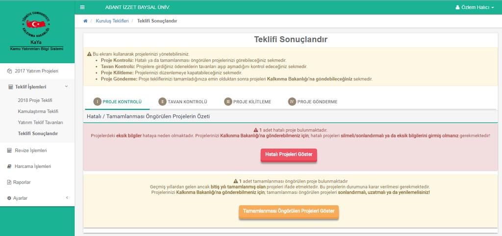 projeler için yeni yatırım döneminde ne yapılacakları konusunda karar verilmiş olması beklenmektedir.