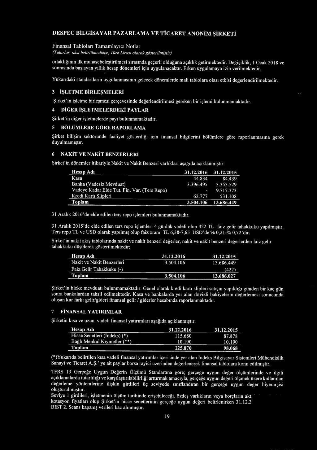 {Tutarlar, aksi belirtilmedik9e, Turk Lirasz olarak gosterilmi:jtir) ortakhgmm ilk muhasebele~tirilmesi s1rasmda ge9erli olduguna a91khk getirmektedir.