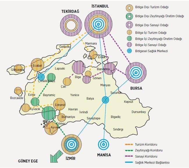 Harita 1. TR22 Bölgesinin Çevre Kentlerle İlişkisi Kaynak: Güney Marmara Kalkınma Ajansı-TR22 Güney Marmara Bölgesi 2014/2023 Bölge Planı Balıkesir-Çanakkale 1/100.