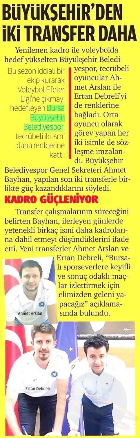 BÜYÜKSEHIRDEN IKI TRANSFER DAHA Yayın Adı : Yeni