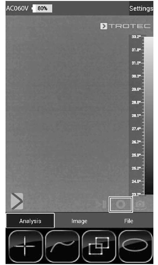 Kızılötesi kameranın kalibre edilmesi 1. Shutter tuşuna (13) basınız. ð Kızılötesi kameranın dahili kapağı kısa süreli kapanır ve görüntü kesitindeki mevcut sıcaklığa otomatik bir kalibrasyon yapılır.