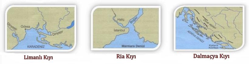 * Buzulların oluşturduğu kıyılara Fiyort ve Skyer denir. Bu tür kıyılar soğuk kuşakta görülür. Ülkemizde görülmez.