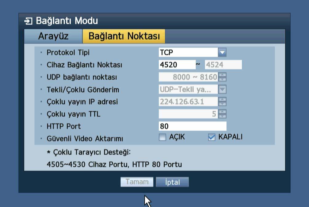 4. Bilgileri doldurduktan sonra, <Tamam> üzerine tıklayın. Ağ Ayarı Bağlantı Modu 1. Ağ üzerine tıklayın ve <Bağlantı Modu>'nu seçin. Bağlantı Modu ile ilgili bir sorun çıkarsa, bağlantıyı 1.