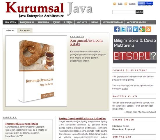 219 KurumsalJava.com KurumsalJava.com adresinde blog yazılarım yer almaktadır.