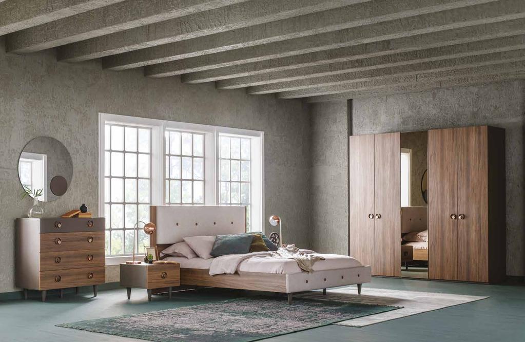 Çarpıcı Detaylar, Estetik Formlar ROSA YATAK ODASI; sade ve çağdaş bir dokuyu barındıran yapısı, estetik detayları ile yatak odanızda ferahlık veren bir atmosfer yaratıyor.