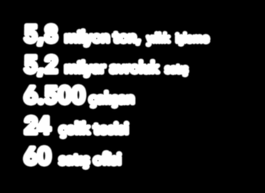 5,8 milyon ton, yıllık işleme 5,2 milyar avroluk satış 6.