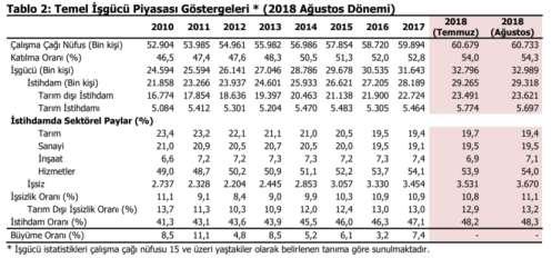 Sayfa 21 / 49 - İşgücü Piyasasındaki Gelişmeler Türkiye İstatistik Kurumu nun İşgücü İstatistiklerine göre1 2018 Ağustos döneminde işsizlik oranı bir önceki yılın aynı dönemine göre 0,5 puan artarak