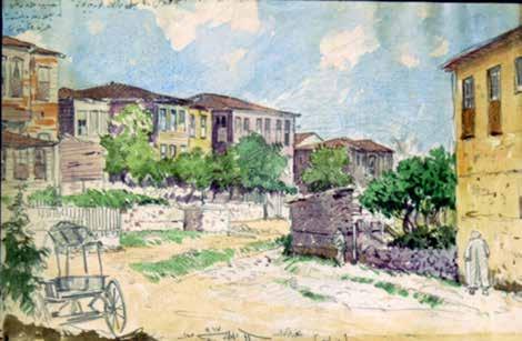 1352 den bugüne şehir Resim 14- Ömer Ağa nın Kahvesinden Bulgurlu Köyü, kağıt üzerine suluboya, karakalem, 24x16 cm, Milli Kütüphane, TAB 1994 AL 6, Albüm No: 1/6, Dmrb no:227.... (Hasib beğle birlikde).