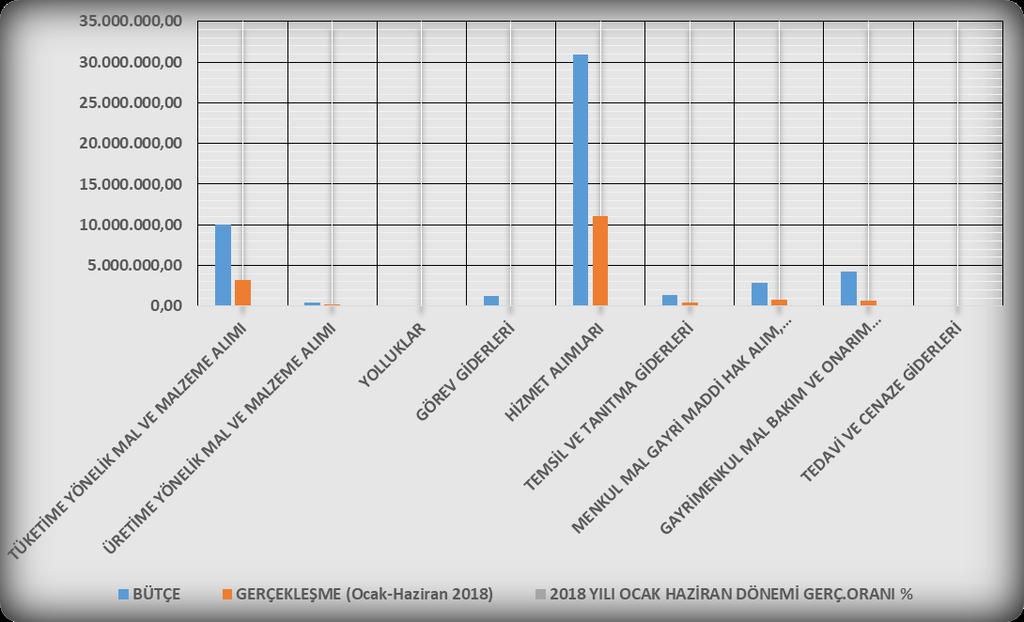 2018 yılının ilk altı ayında 16.522.234,40 olarak gerçekleşen mal ve hizmet alım giderleri içerisinde en önemli payı 11.108.