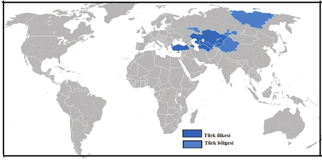 Türk Dünyası ve Orta Asya Türk Cumhuriyetleri Üzerine Jeopolitik Bir Değerlendirme başlayarak doğuda Çin in doğusu, kuzeyde Kuzey Denizi ne kadar olan sahada Türkçenin yaygın olarak kullanıldığı
