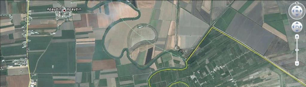 Şekil 6. Asi Nehrinin tamamen Türkiye topraklarına girdiği noktanın Google Earth Görüntüsü Fotoğraf 1.