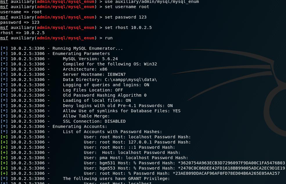 MySQL Enum I MySQL Enum ve MySQL hashdump Veritabanı kullanıcı adı ve parolası elde edildikten sonra diğer