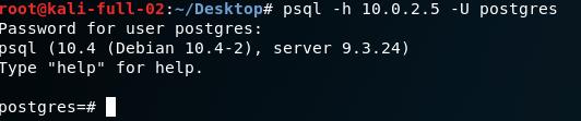 PostgreSQL Erişimi I PostgreSQL Erişimi Kali içerisinde gelen psql kullanılarak veritabanına erişim sağlanabilir. psql -h 10.0.2.