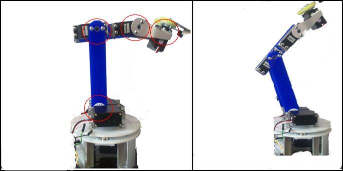 Şekil 3.29. Beş eksenli robot kolun eklem uzaklık değerleri Oluşturulan robot kol beş ekleme sahiptir. Bu eklemlerin üç tanesi menteşe (hinge movement) görevi yapmaktadır.