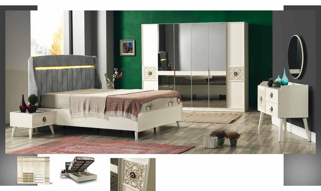 18 www.home-fur.com www.home-fur.com 19 Platin Dolap / Wardrobe Bazalı Karyola / Bedbase Komodin / Commode Şifonyer / Dresser Kapaklı G.W.254 D.D.68 Y.