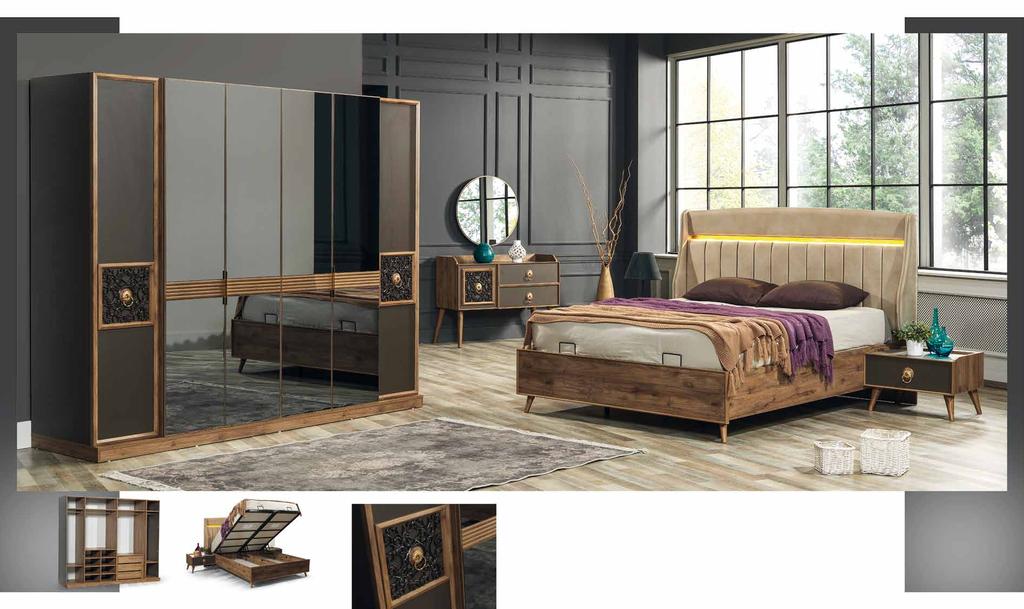 14 www.home-fur.com www.home-fur.com 15 Dolap / Wardrobe Bazalı Karyola / Bedbase Komodin / Commode Şifonyer / Dresser G.W.254 D.D.68 Y.H.210 G.W.193 D.