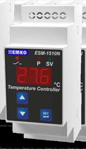 Sıcaklık Kontrol Cihazı Ray Montaj Tipi Dijital On/Off ESM50N Raya montaj Isıtma / Soğutma uygulamaları Standart Özellikler 3 Dijit göstergeli PTC, NTC, PT00, PT000 termorezitans giriş seçenekleri