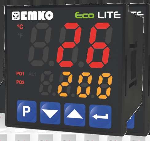 Sıcaklık Kontrol Cihazı ECO LITE Parametrelerden seçilebilir TC (J, K, R, S, T giriş tipleri) ve RTD girişleri Düşük güç tüketimi, VA ile enerji tasarrufu ve çevre dostu Kullanıcı parametrelerinin