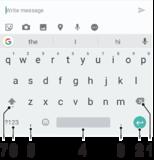 SwitfKey klavyesi Her bir harfe tek tek basmak suretiyle sanal klavyeyle metin girebilir veya parmağınızı bir harften diğerine kaydırmak suretiyle sözcükler oluşturmak için SwitfKey akış özelliğini