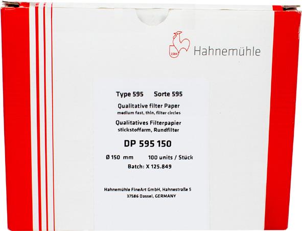 34 Hahnemühle Filtrasyon Kalitatif Analiz için Yüksek Derecede Saf Filtre Kağıtları Kalitatif Analiz için Yüksek Derecede Saf Filtre Kağıtları Yüksek derecede saf filtre kağıtları (yaklaşık %0,08