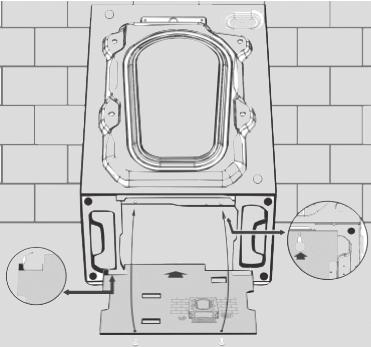 l Çamaşır makinesi ankastre montaj şeklinde yerleştirilecekse, hortum bağlarını kesin, 3 veya 4 vidayı (A) sökün ve 3 veya 4 pulu (B) çıkarın.