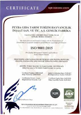 Kuruluş Kodu: TR.HELAL.02 SERTİFİKA NUMARASI ICERT-HELAL-TR-16-029-0419 FİRMA ADI PEYBA GIDA TARIM TURİZM HAYVANCILIK İNŞAAT SAN. VE TİC. A.Ş. FİRMA ADRESİ OSMAN YILMAZ MAH. 639. SK.