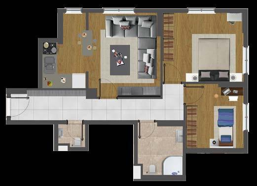 4 - BANYO 5,60 m² 5 - WC 1,40 m² 6 -