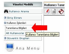 Grup için yetkilendirme yapılırken yetki verilen grubun başında bulunan ilk alana ( Notlar ve Duyurular, Öğrenci Arama gibi) mutlaka