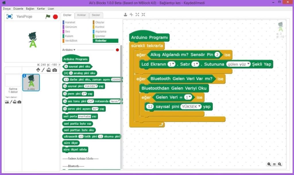 Bline Nasıl Kodlanır? Bline, Scratch tabanlı kodlama dilleri ile kolaylıkla kodlanabilir. Bline ı kodlamak için Ali s Blocks programını kullanabilirsiniz. Ali s Blocks programını www.alisrobotics.