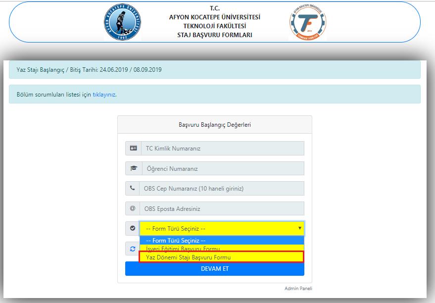 PDF çıktısı al butonu ile formun 3adet çıktısı alınmalıdır.