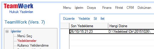 4. Yedekleme İşlemi ekranında: 1. Ne yedeklenecek kısmında Hepsi seçin 2. Dosyalar Hangi Serverda bölümünde Server adını girin 3. TeamWork Dizini TW\ olmalı. (Farklı ise TeamWork dizinini yazın) 4.