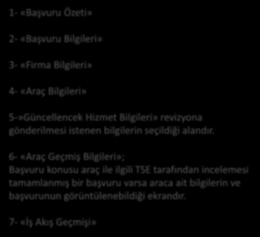 4 6- «Araç Geçmiş Bilgileri»; Başvuru konusu araç ile ilgili TSE tarafından incelemesi tamamlanmış