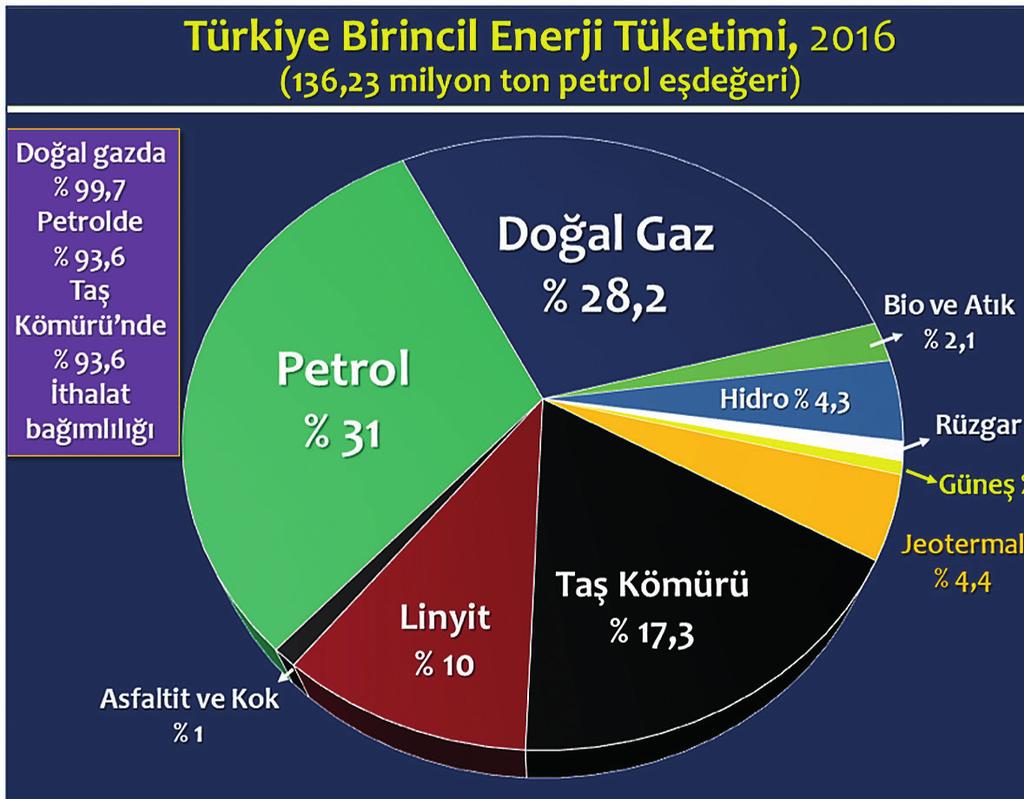 olan doğal gazda dışa bağımlı bir ülkedir.