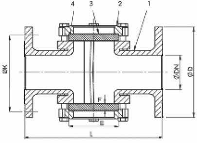 Gözetleme Camı Sight Glass PN 10/16 YAGCH2F 01 Gövde / Body 02 Kapak / Bonnet 03 Cam / Glass 04 Conta / Gasket Bronz RG10 (G-CuSn10Zn) Double tempered glass Abestsiz conta Asbestos