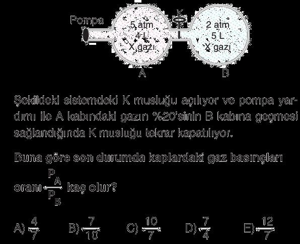 karıştırıldığında; 1-Gazların mol sayılarında bir değişiklik