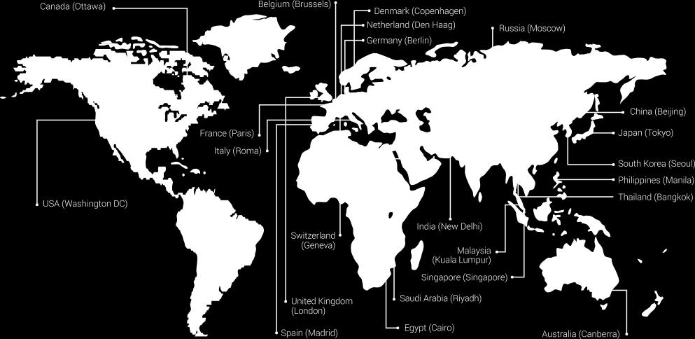 Endonezya Ticaret Tanıtım Merkezi (ITPC) Avustralya(Sidney), Brezilya(Sao Paula), Kanada (Vancouver), Şili (Santiago), Almanya (Hamburg), Macaristan (Budapeşte), Hindistan (Chennai), İtalya(Milano),