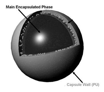 ġekil 1.2 Mikrokapsüller çekirdek ve duvar (kabuk) olmak üzere iki kısımdan oluģmaktadır. ġekil 1.1 de mikrokapsülün yapısını gösteren Ģekil verilmiģtir.