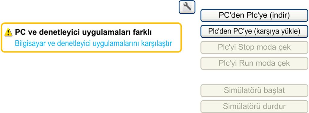 Hizmete sokma Adım Eylem 5 Bağlandığında, geçerli olarak mantık denetleyicisinde depolanan uygulamanın koruma durumu pencerenin Selected Controller alanında görünür.