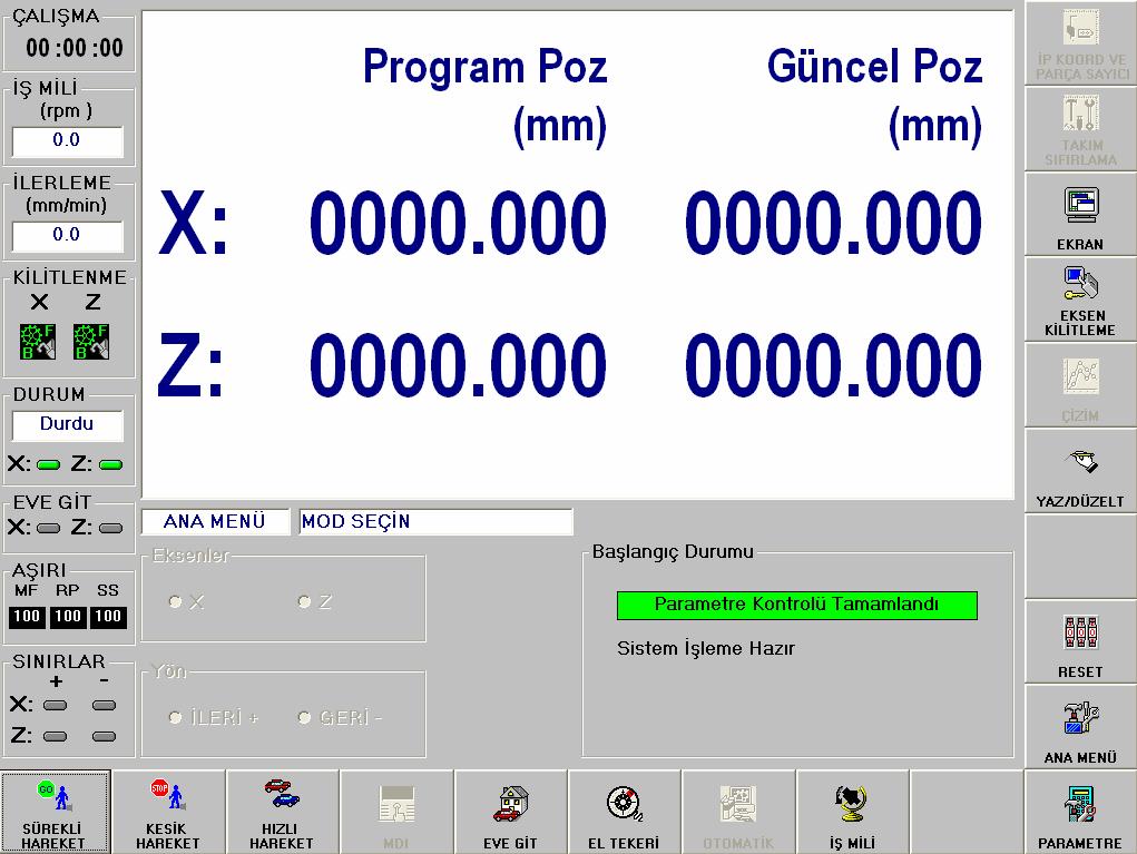 BÖLÜM-2 = CNC EKRAN GÖRÜNTÜSÜNE AİT ÖZELLİKLER