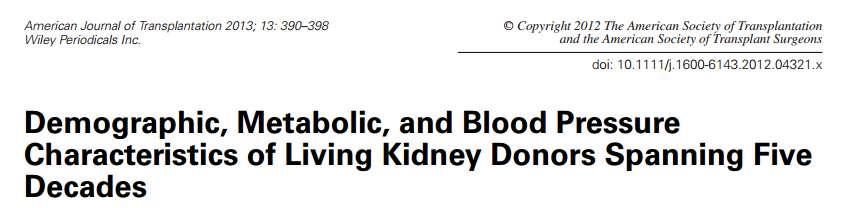 Renal and Lung Living Donors Evaluation (RELIVE) Study