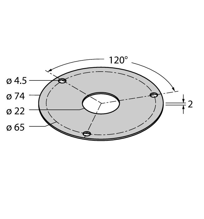 SP2-QR24 1590939 Shield Ø 74 mm, aluminiuim, with borehole for shaft feedthrough SP3-QR24 1590958 Shield Ø