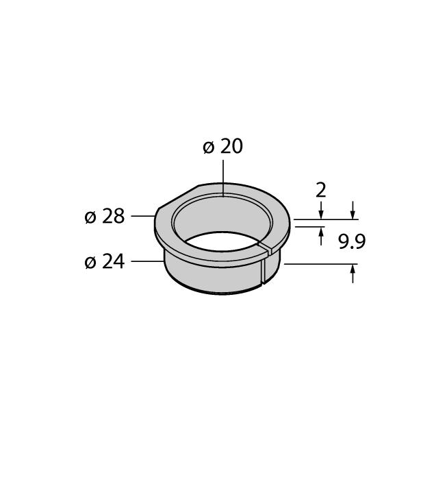 P8-RI-QR24 1590916 Positioning element with blanking plug for large shafts M1-QR24 1590920 Aluminium protecting ring, for inductive encoders Ri-QR24 PE1-QR24 1590937 Positioning element without