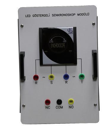 -45 LED GÖSTERGELİ SENKRONOSKOP MODÜLÜ Şebeke L - N, Jeneratör L - N ölçümlü Senkronoskobun çalışması, ön paneldeled