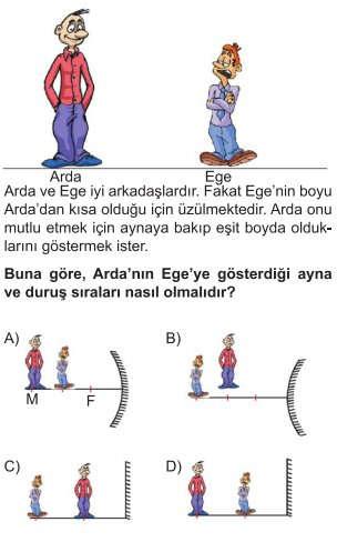 7. Görüntü oluşumu ile ilgili verilen özelliklerden hangisi farklı bir ayna