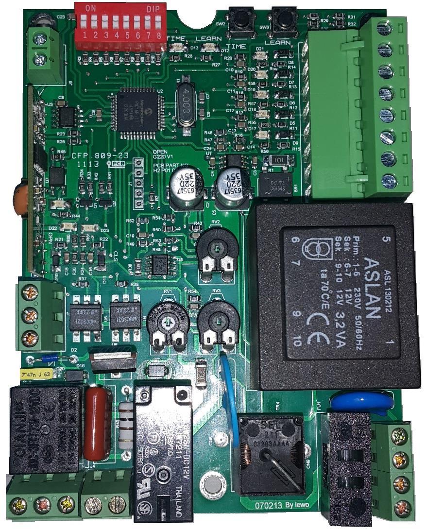 KONTROL KARTI BAĞLANTI ŞEMASI Kumanda öğrenme ledi Limit programlama ledi Limit programlama butonu Dip Switchler Kumanda öğrenme butonu 22. Anten 21. Anten (Canlı Uc) Akım ayar trimpotu 12.