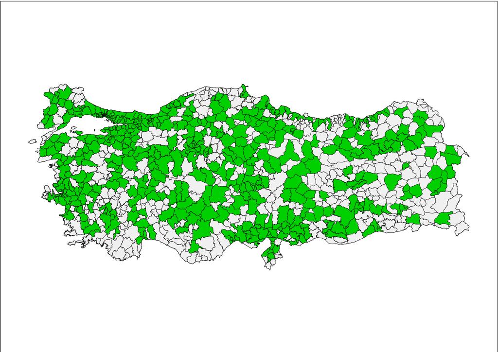 Arz Durumu Türkiye İlçe Bazlı Arz Haritası Doğal Gaz Arzı Sağlanan İlçeler (497) Henüz Doğal Gaz Arzı Sağlanmamış