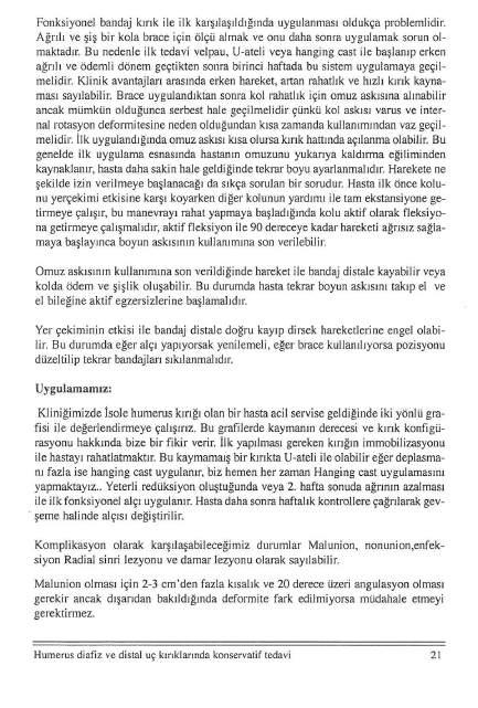 Fonksiyoneı bandaj kırık ile ilk karşılaşıldığında uygulanması oldukça problemlidi r. Ağrılı ve şiş bir kola brace için ölçü almak ve onu daha sonra uygulamak sorun olmaktadır.